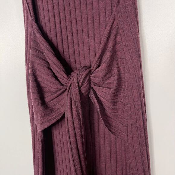 Michael Stars XSmall Purple Plum Solana Ribbed Maxi Dress Sleeveless Tie Waist - Picture 6 of 11